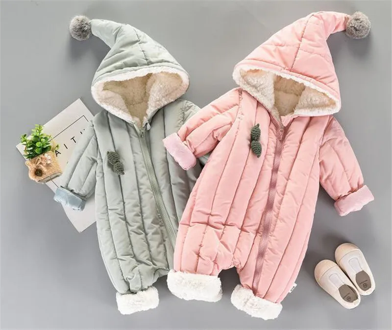 

Winter Infant Baby Boys Girls Clothes Warm Hooded Jumpsuit New Jacket Outerwear Clothing Sets Cotton Rompers