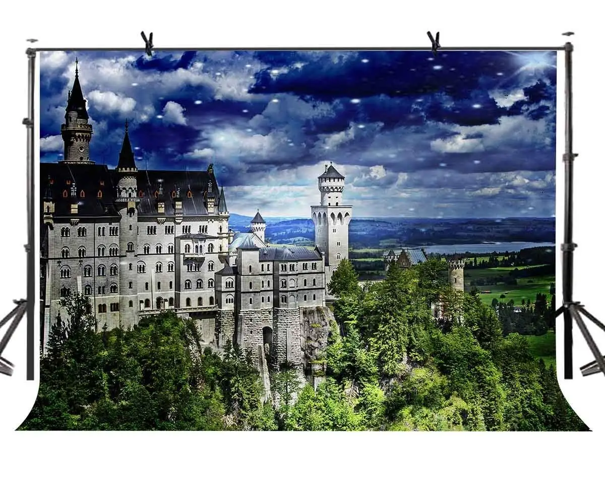 

7x5ft German Castle Backdrop German Famous Neuschwanstein Castle Photography Background and Studio Photography Backdrop Props