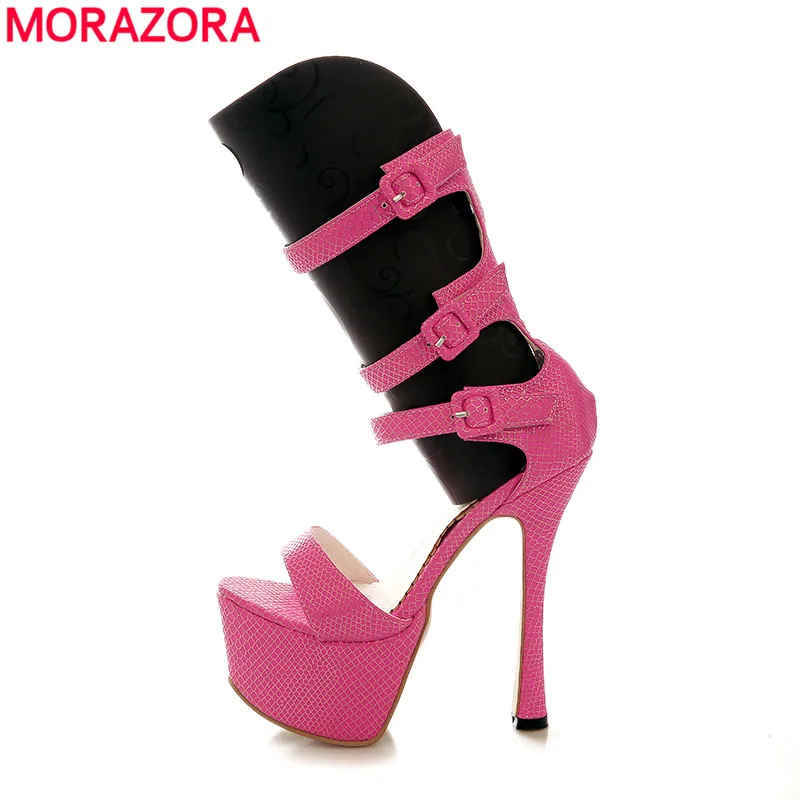 

2018 Female Sexy Summer Sandals solid buckle platform colorful Girls High Heel Shoes Women Wedding sandles Big size