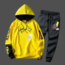 Fashion Hip Hop Sportswear Mens Two Piece Sweatshirt + Pants Sweat Set Casual Youth Track Suit Clothing Men Tracksuit Set male youth fashion sportswear men s casual suit