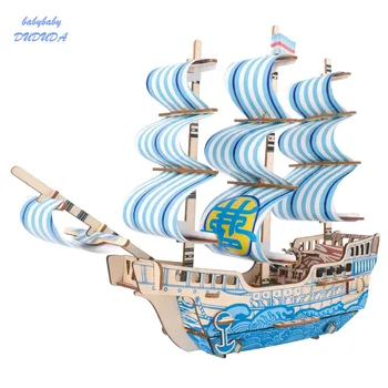

Dream ship 3D Puzzle DIY Wooden Assembly Sailing Ship Model Classic Sailing Boat Laser Cutting Jigsaw Adult & Child Toy