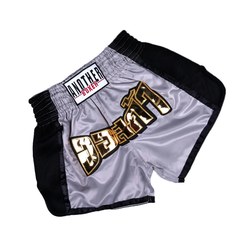 Men Grappling Muay Thai Children MMa Fight Sanda Kick Boxing Fitness Shorts Boy Girl Trunks Kids Women Kickboxing Training Pants - Цвет: Серый