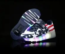 Lumineux sneakers Enfants chaussures à roulettes avec roues enfants light up chaussures pour garçons filles Rose LED chaussures étoiles USB de charge