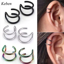 1 Uds. Clip en el pendiente de la envoltura Tragus Acero inoxidable 2 anillos Clip de la oreja anillo de la nariz falso Piercing joyería del cuerpo Dilataciones Falsas(China)