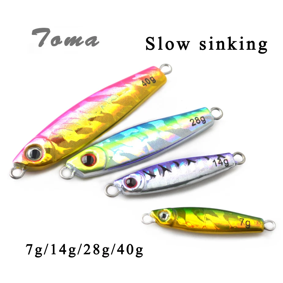 

TOMA 4PCS/lot Metal Jigging Fishing Lure Set 7g 14g 28g 40g Mini Jig Hard Bait Slowly Sinking Spoon Lure Fishing Tackle