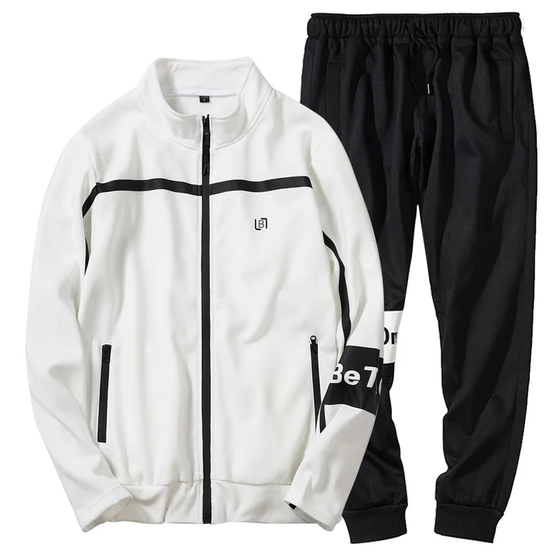

TFETTERS Men Polyester Sweatshirt Sporting 2019 Spring Autumn Coats + Pants Casual Men's Track Suits Regular Loose Sportswear