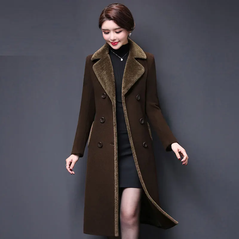Plus size Autumn Women Wool Blends Coat Winter Woolen Coats Women Long ...