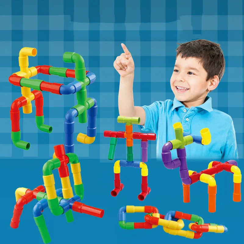 

Colorful Water Pipe Building Blocks for Children Kids DIY Assembling Tunnel Block Model Toys BM88