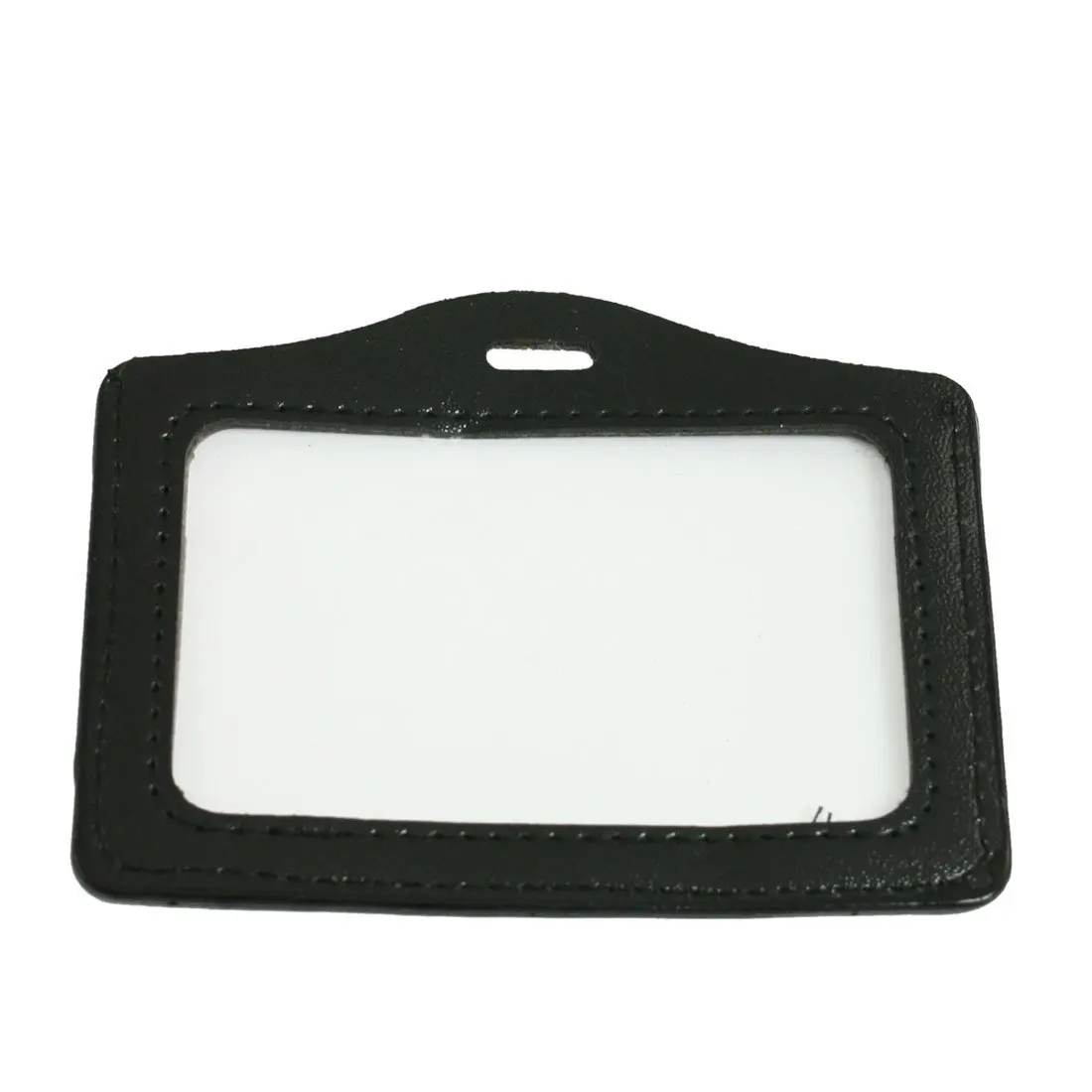 

5 Pcs Black Faux Leather Business ID Card Badge Holder