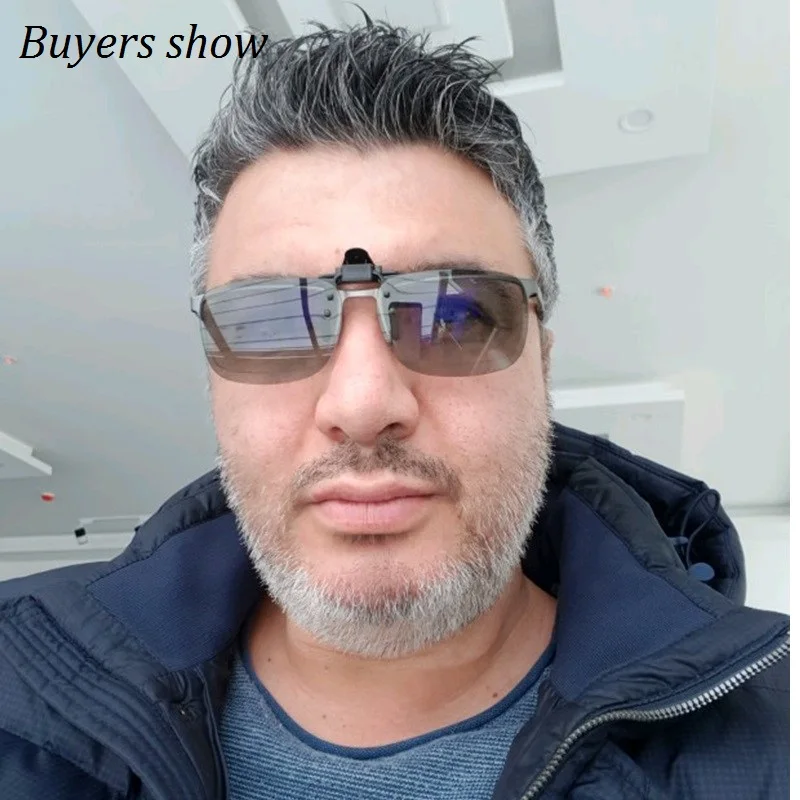 Photochromic Polarized Clip On Sunglasses Near-Sighted Driving Night Vision Lens Anti-UVA Anti-UVB Sunglasses Clip De_voghion.com