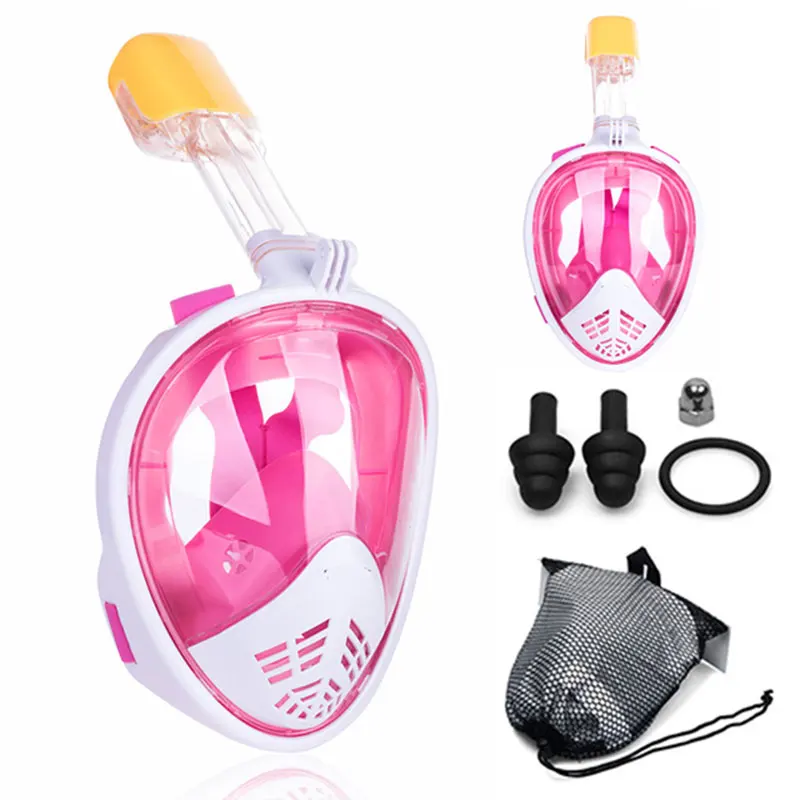 【Hot】Diving Mask Underwater Scuba Anti Fog Full Face Snorkeling Mask Women Men Kids Swimming Snorkel Diving Equipment - Цвет: B-Pink