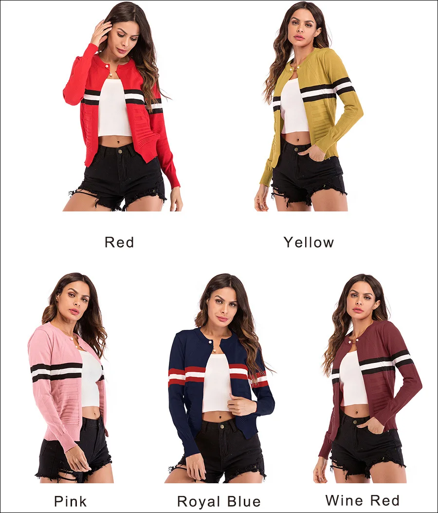 Gladiolus Striped Autumn Sweater Women 2018 Long Sleeve Beading Button Slim Knitted Cardigan Sweater Women Jumpers Ladies Coats (28)