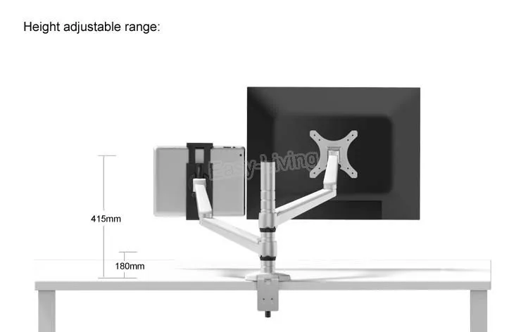 OA-8Z алюминиевый сплав полный поворот высота регулируемая двойная рука 27 дюймов монитор держатель+ двойная рука планшетный ПК Подставки 9-10 дюймов