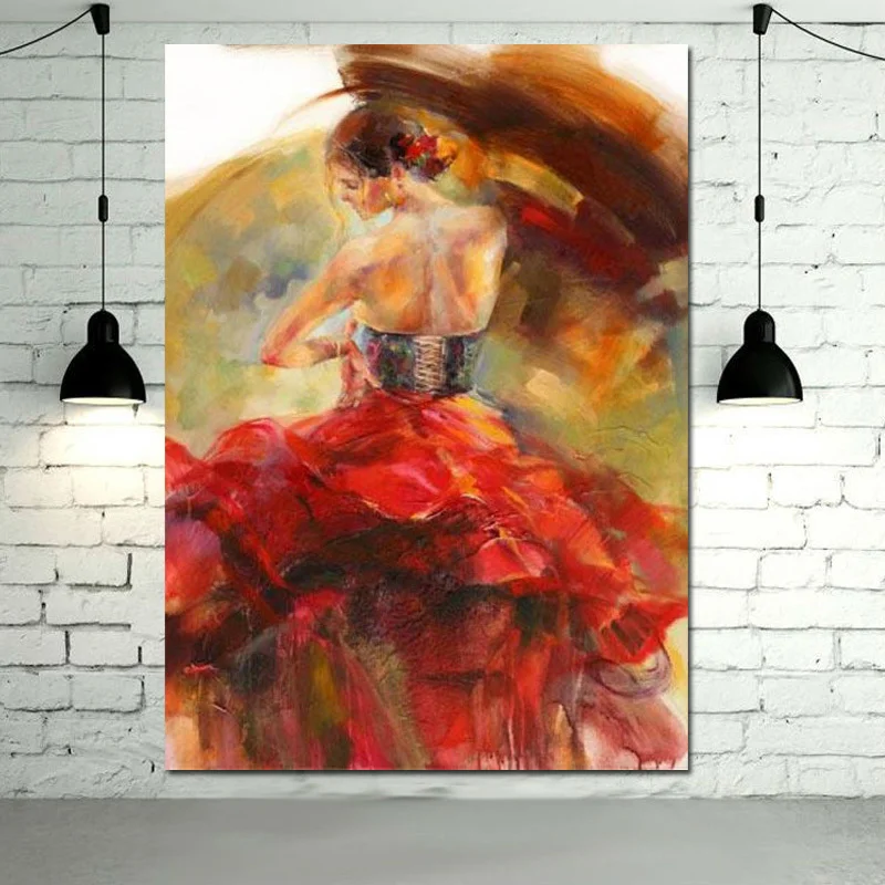 

Handpainted Figure oil painting on canvas Impressional Art Dancer In Red canvas painting sexy woman wall painting wall decor