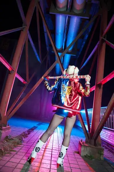 Batman DC Comics Suicide Squad Harley Quinn Costume Outfit Glove Full Set Movie Halloween Cosplay C