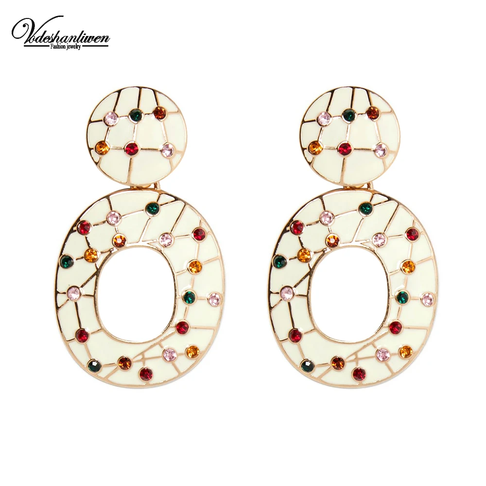 Vodeshanliwen ZA дизайн сердце эмалированные серьги-подвески для женщин Горячая Распродажа богемные разноцветные массивные серьги-капельки ювелирные изделия
