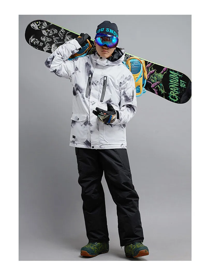 GSOU снег бренд зимний лыжный костюм Мужская лыжная куртка брюки водонепроницаемые горные лыжные костюмы мужские сноуборд наборы уличная спортивная одежда
