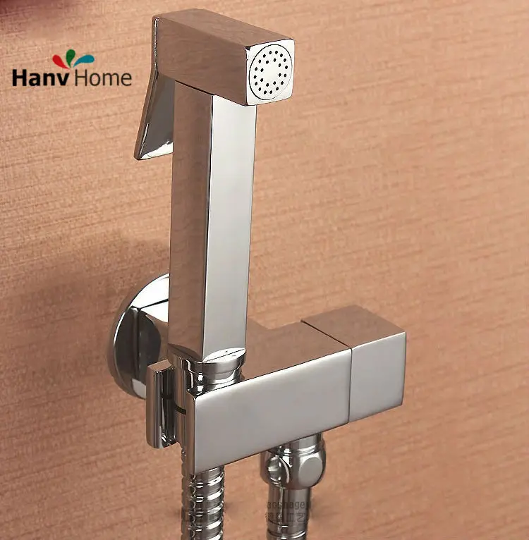 Brass Hand held Bidet Shower set Free Perforating Toilet Jet Cleaner
