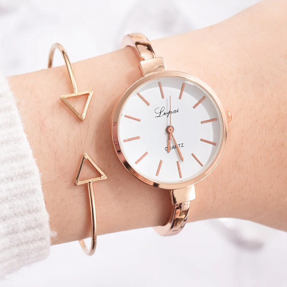 Lvpai Top Brand Women Bracelet Watch Thin Strap Gold Big Dial Simple Women Fashion Luxury Watch Combination Quartz Watch - Цвет: Watch And Bracelet