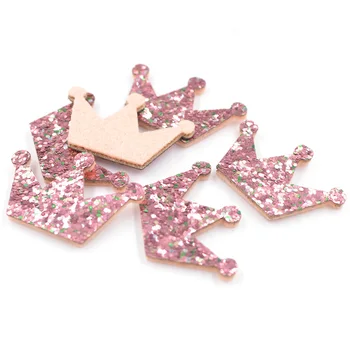 

20Pcs 25*38mm Glitter Fabric Padded Crown Appliques Sequin Patches for Crafts Clothes Decoration DIY Hair Clips Accessories K56