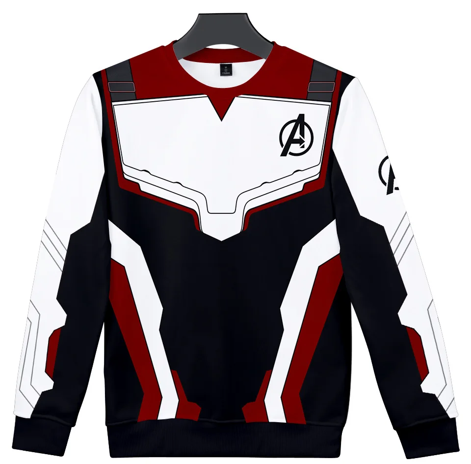 Avengers Endgame Quantum Realm 3D Print Hoodies Sweatshirts Superhero Captain America Cosplay Round Collar Fleece Casual Coat
