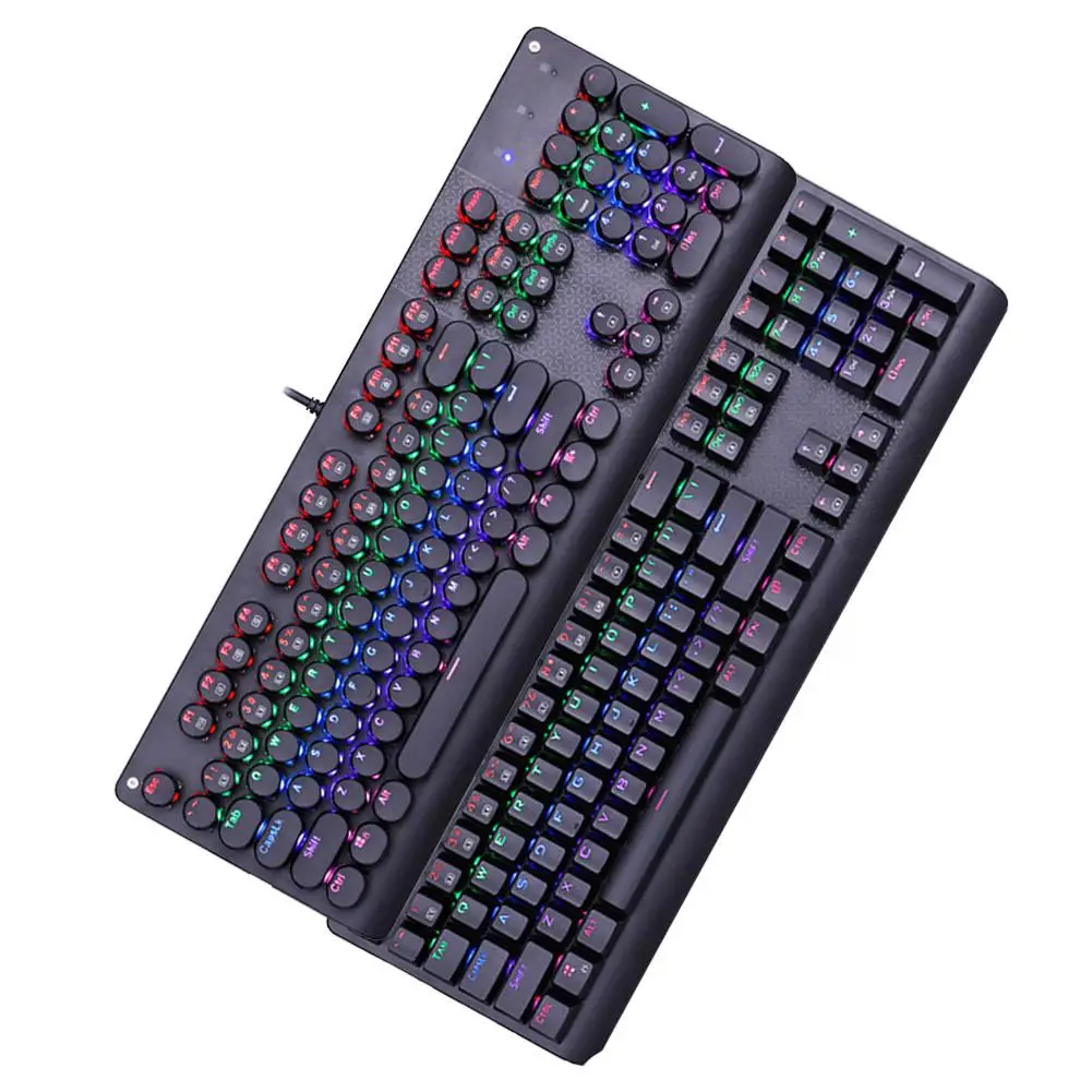 Игровая механическая клавиатура, полная 104 клавиш, без коллизии, E-sports, плагин, защита от пыли, водонепроницаемый синий переключатель, механическая клавиатура