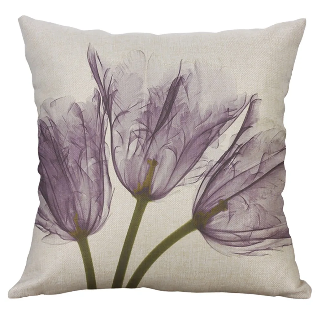 رمي وسادة غطاء الوسادة زهرة مصنع مكتب قطني وسادة وسادة أريكة كيس وسادة غطاء لغرفة المعيشة الديكور