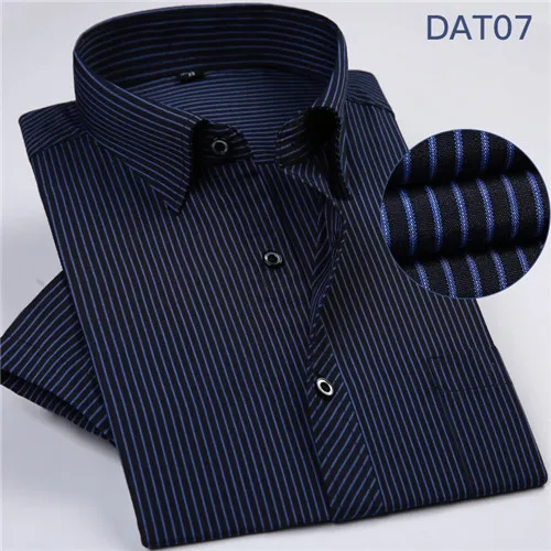 Летние мужские рубашки в полоску с коротким рукавом, без утюга, простой уход, деловые мужские рубашки, не выцветают, не садятся, с нагрудным карманом - Цвет: DAT07