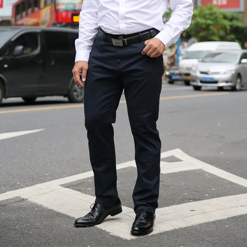 Pаспродажа Мужские брюки цвета хаки, лето 2019, мужские повседневные брюки с высокой эластичностью, Брюки с карманами, мужские черные, красные, синие, плю...