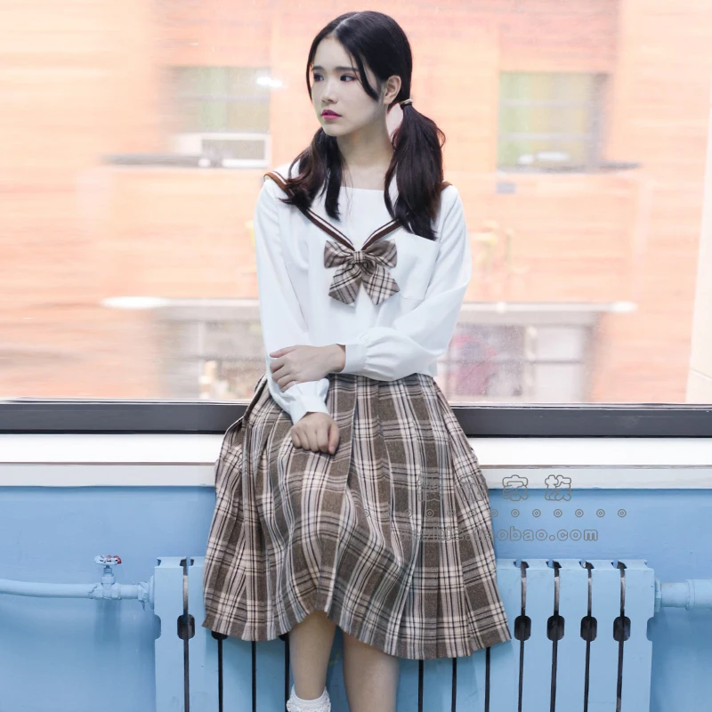 

Japanese high quality JK uniform skirt Half body pleated skirt Campus student sweet 65cm skirt