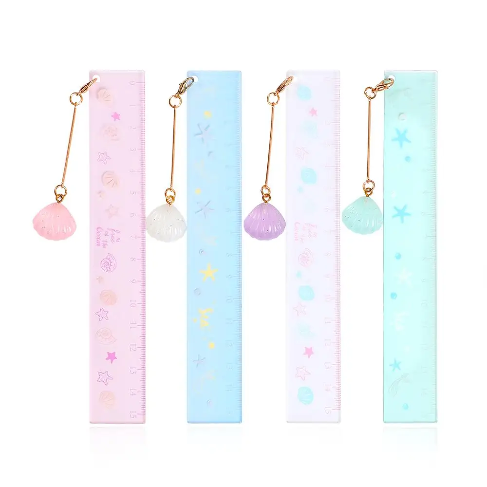 1pcs random Simple Style 15cm Transparent Acrylic Hanging Ruler Simple Ruler Square Ruler Cute Stationery Drawing Supplies