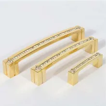 96mm deluxe glass diamond furniture decoration handles k9 crystal drawer wine cabinet door handles 24k gold dresser pulls knobs