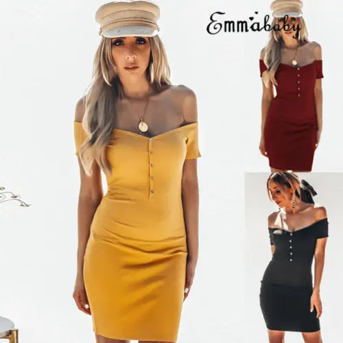 New Sexy Lady Women's Bodycon Bandage Short Sleeve Off Shoulder Evening Party Dress | Женская одежда