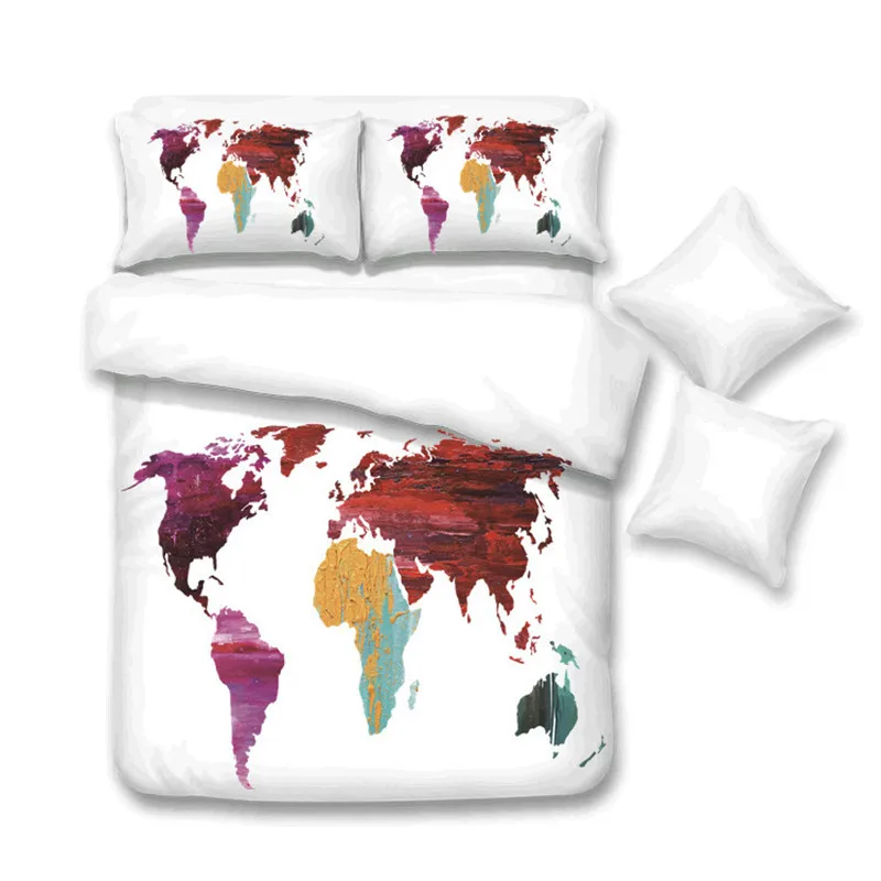 world map Чернильной Кляксой постельные принадлежности картина 3D карта мира в комплект поставки входят штепсели стандарта Европы, США, Австралии ЕС музыкальная нота пододеяльник набор «king», «queen» Комплект постельного белья 2/3 шт постельное белье - Цвет: world map