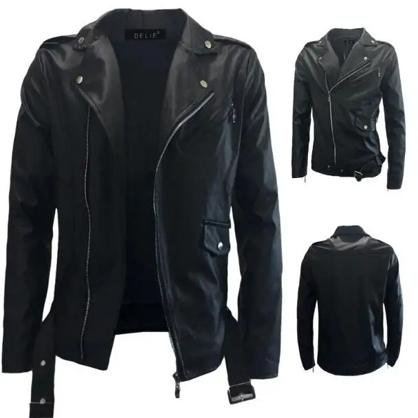 Новая зимняя мужская кожаная куртка, пальто, Классическая Кожаная Мотоциклетная повседневная одежда, chaqueta cuero hombre Moto, винтажная черная, белая