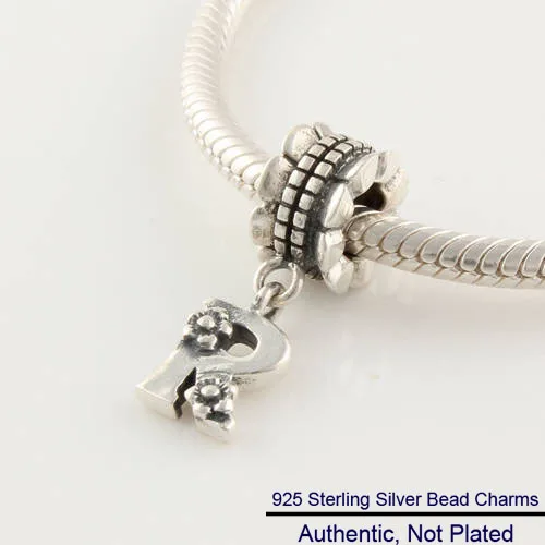 DIY Подходит для Pandora Браслеты буквы R амулеты 100% 925 Аутентичные стерлингового