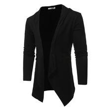 Stylish Mens Slim Solid Knitted Sweater Jumpers Cardigan Coats Jackets Hooded Irregular Hem Autumn Warm Male Clothes Outwear Top
