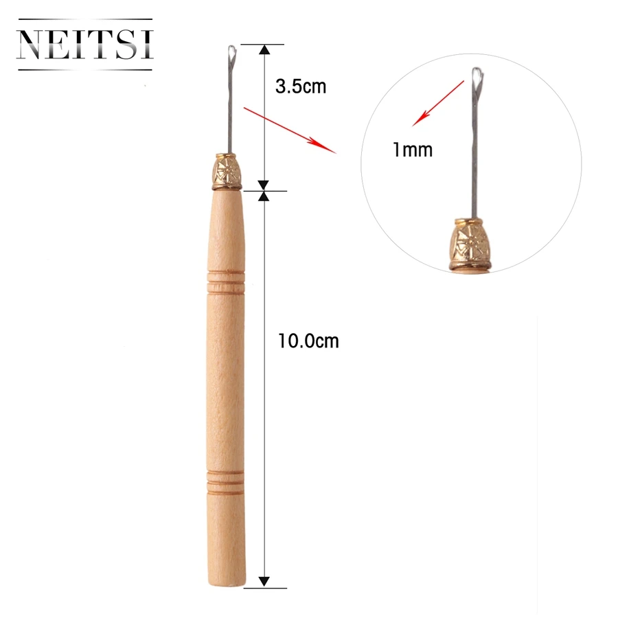Neitsi деревянные ручки крюковые иглы микро кольца иглы парикмахерские инструменты для укладки волос для наращивания волос кольца 10 шт./партия