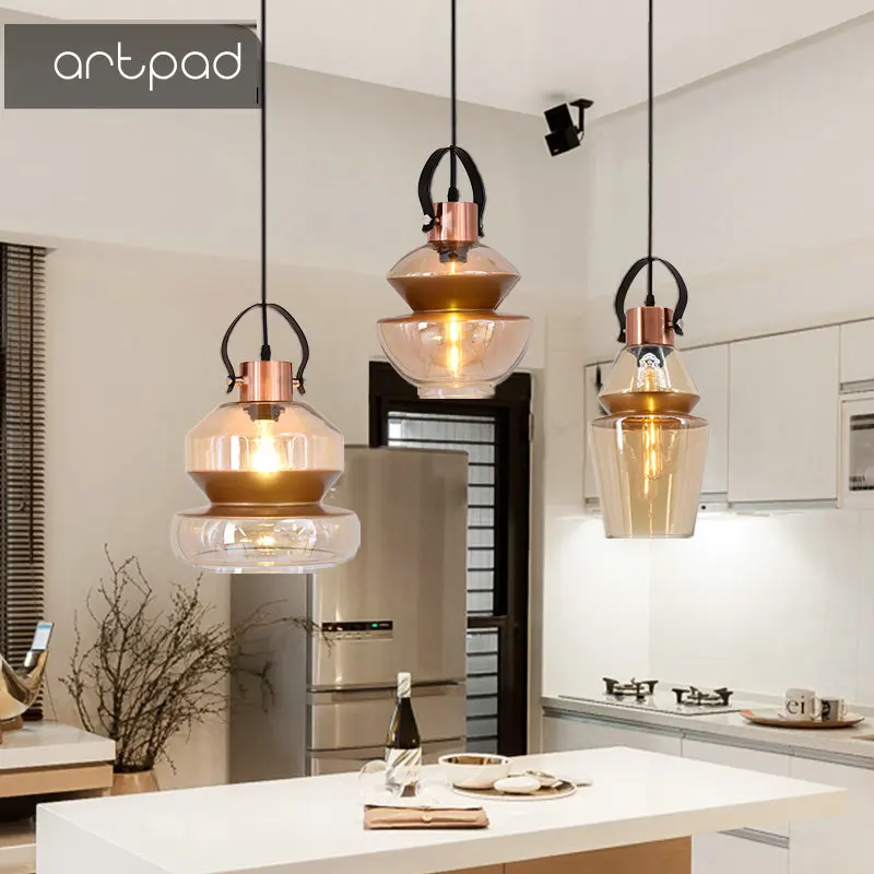 Artpad американское стекло абажур Винтаж Industrical Лофт светодиодный подвесной