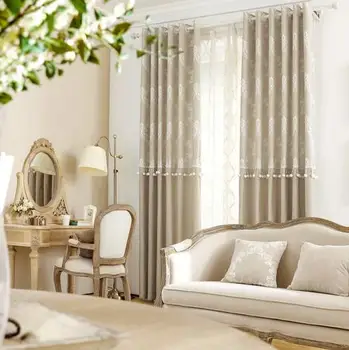 

New Arrival Velvet Curtains Simply European Style luxury Floral curtains With Exquisite Pompons For Living Room/Bedroom