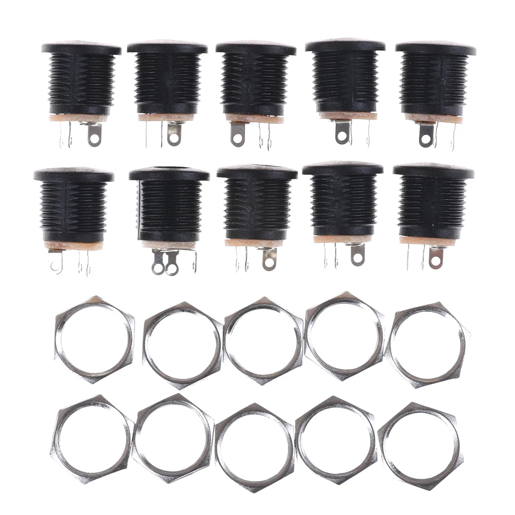 

5.5*2.1mm 10Pcs for DC022 DC Power Supply Jack Socket Female Panel Mount Connector 5.5mm 2.1mm Plug Adapter