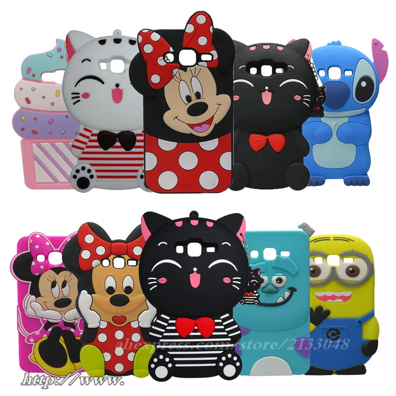 

For Galaxy Samsung J2 Case Soft Silicone Cover for Samsung Galaxy J2 J200 Phone Case Shell 3D Cartoon Smile Minnie