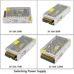 DC3V 10A/20A/25A/40A 180 W Светодиодный импульсный источник Питание AC110V 220 V DC/DC 3 V Светодиодный драйвер Трансформатор для Светодиодные ленты света с