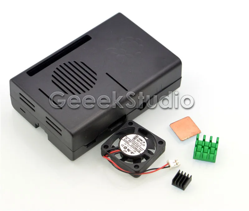 

Black Case Cover Enclosure Shell Box + Aluminum Heat Sinks Heatsinks + Cooling Fan for Raspberry Pi 2 / 3 Model B