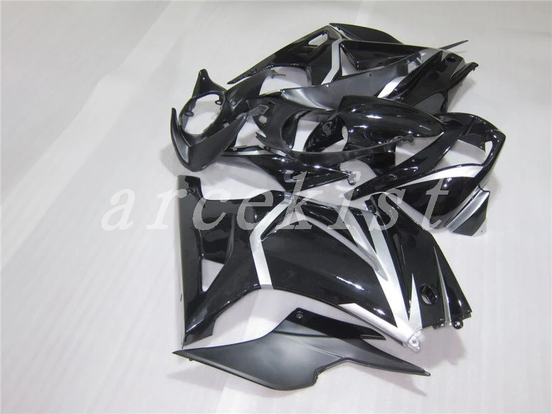 Мотоциклетный вставной обтекатель комплект подходит для Kawasaki ninja 250r 2008- 250 EX250 08 09, 10, 11, 12, 13, 14, Обтекатели серебристо-черного цвета
