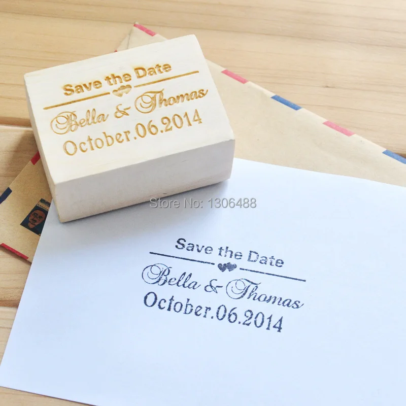 

Personalized wedding stamp, Wood stamp Wedding Invitation, Save the Date, Customize Stamp with Your names&date, 5 styles