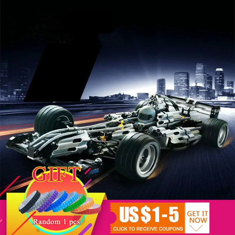 

303 1486Pcs The Ultimate Sliver Champion F1 Racing set Compatible With 8458 Building Block car 21001 05033 toys lepin