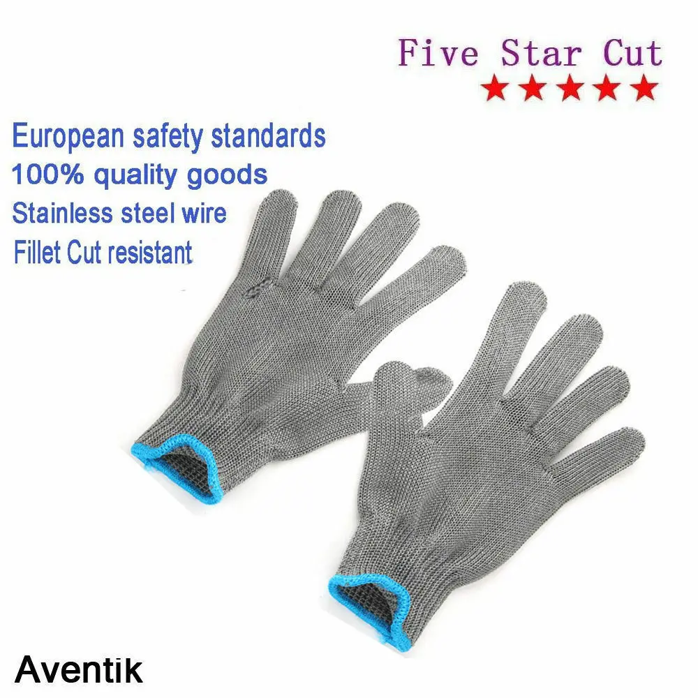 

1PCSXAventik Fishing Fillet Cut Stainless Steel Resistant Thread Weave Tool Glove Finger Gloves L