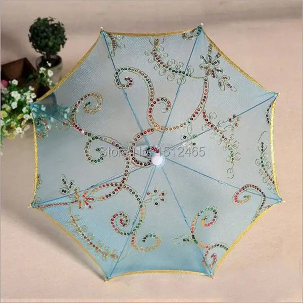 Бесплатная доставка, 23 "Dia детские для девочек в цветочек зонтик ручной блестками кружева ткань зонтик от солнца зонтиком 6 цветов на выбор