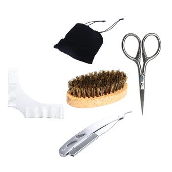 

NEW-Beard Grooming Kit, Men'S Facial Hair Hairline Perfect Symmetric Lines And Trim With Shaping Template Comb, Professional S